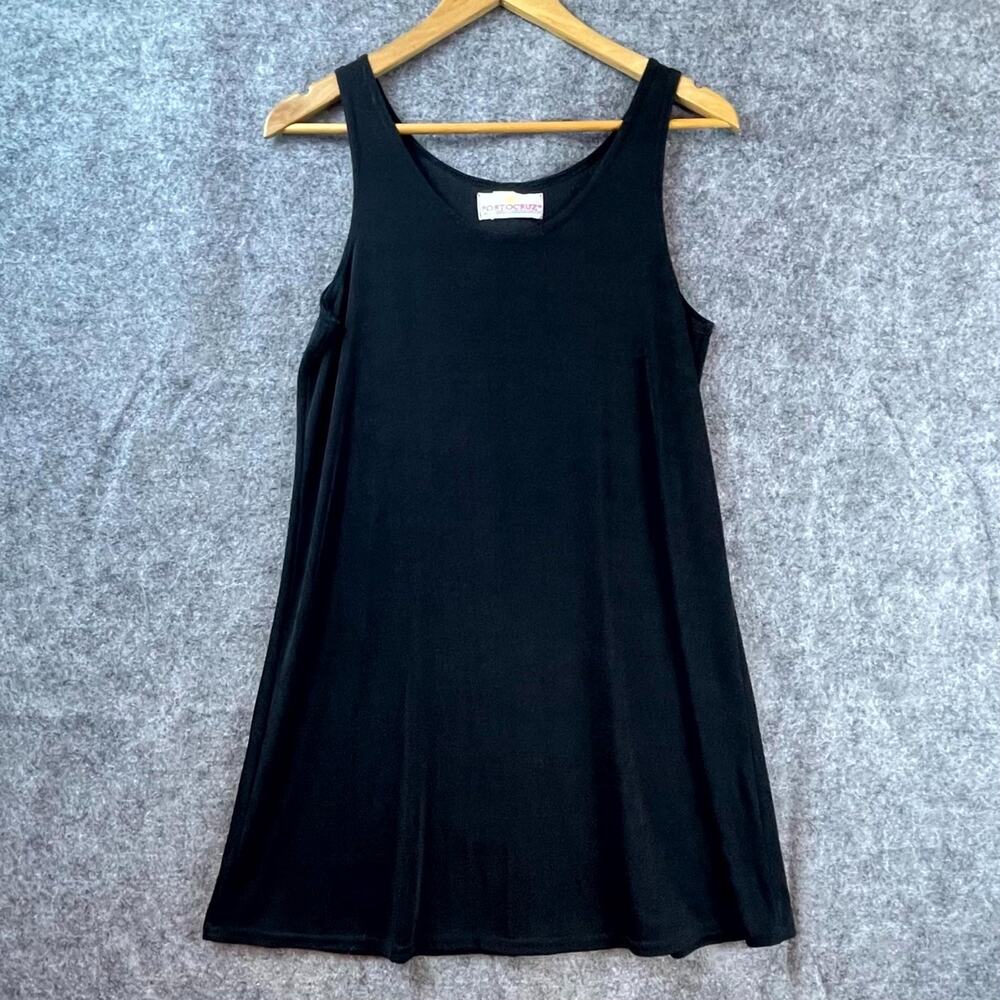 Vintage Portocruz Shift Dress Womens‎ Small Black LBD Comfy Casual Flowy